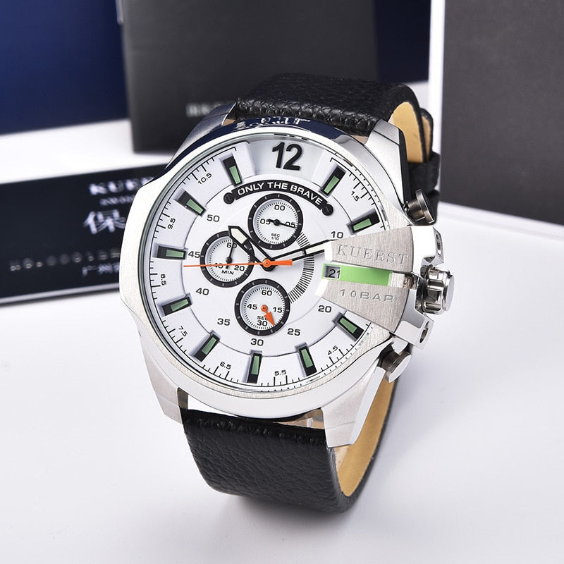 YSYH Mens Sport Watch Men Waterproof Quartz Watch Fashion Leather Strap Chronograph