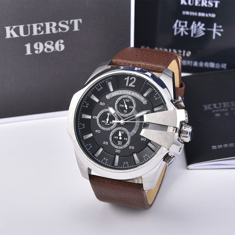 YSYH Mens Sport Watch Men Waterproof Quartz Watch Fashion Leather Strap Chronograph