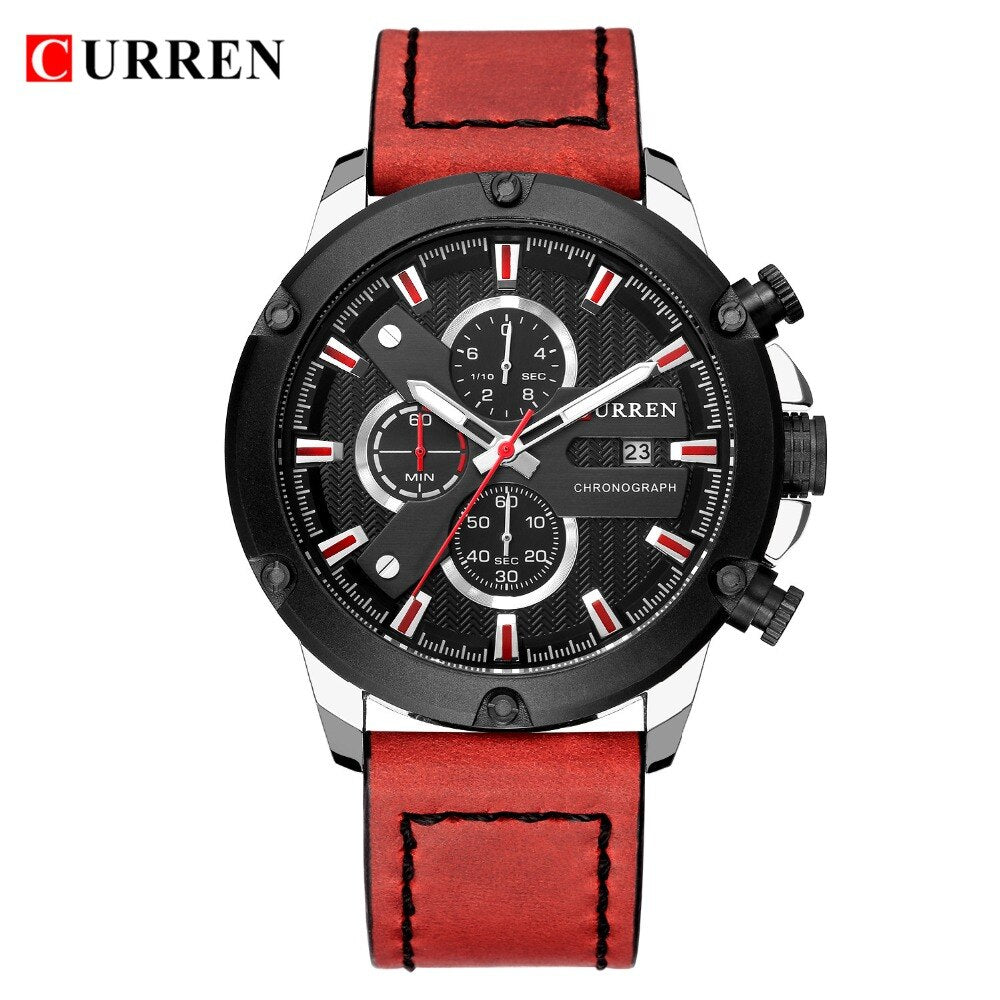 YSYH Luxury Men Multifunction Watch  Leather Quartz Wistwatches With Gifts For Men