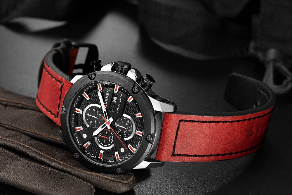 YSYH Luxury Men Multifunction Watch  Leather Quartz Wistwatches With Gifts For Men