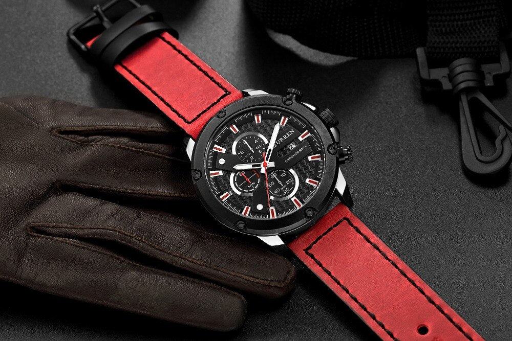 YSYH Luxury Men Multifunction Watch  Leather Quartz Wistwatches With Gifts For Men