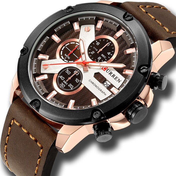 YSYH Luxury Men Multifunction Watch  Leather Quartz Wistwatches With Gifts For Men