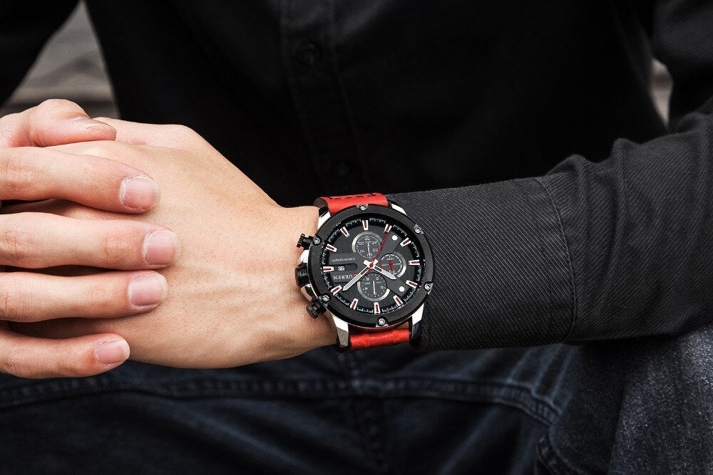 YSYH Luxury Men Multifunction Watch  Leather Quartz Wistwatches With Gifts For Men