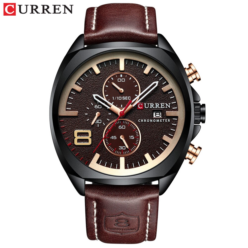YSYH Men's Watch Leather Strap Chronograph Sport Watches Mens Wristwatch