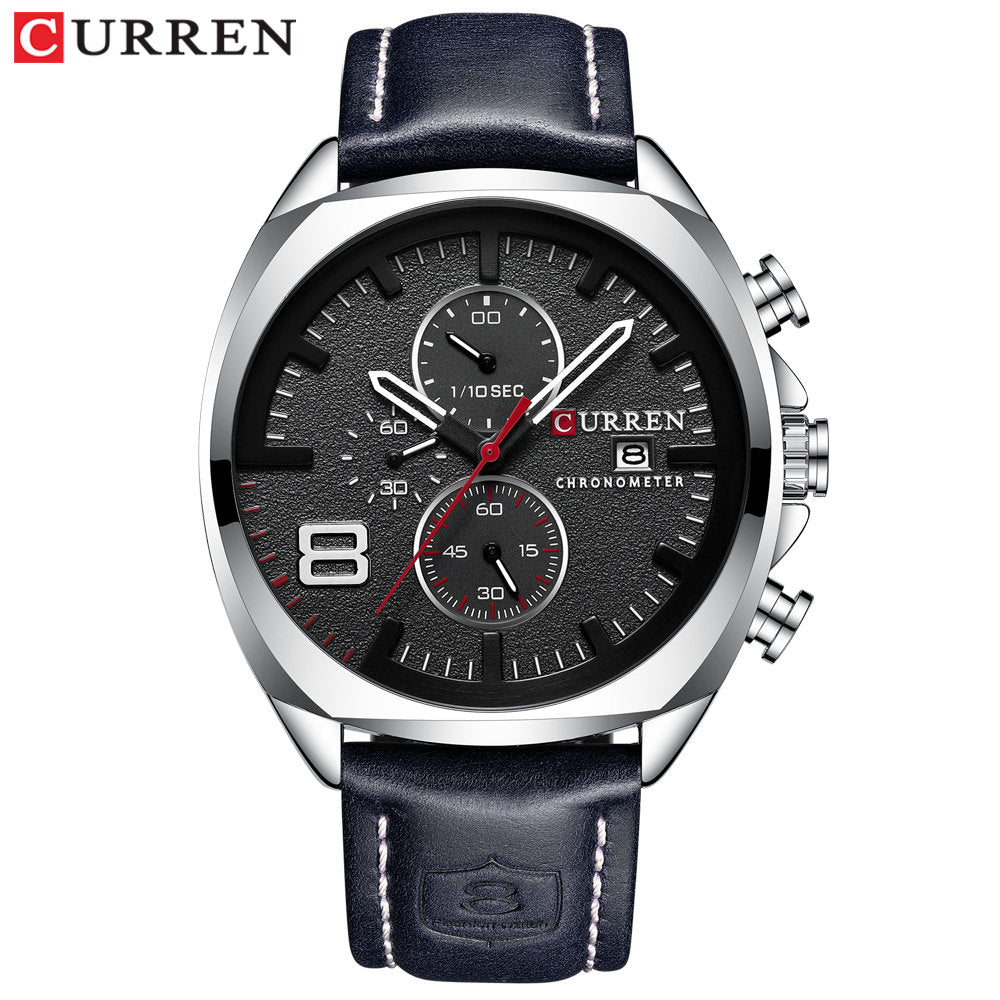 YSYH Men's Watch Leather Strap Chronograph Sport Watches Mens Wristwatch