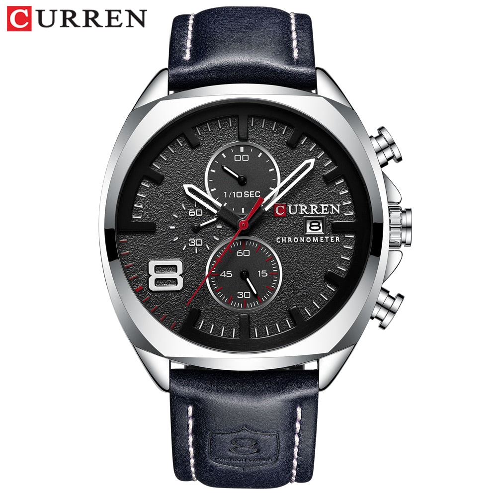 YSYH Men's Watch Leather Strap Chronograph Sport Watches Mens Wristwatch
