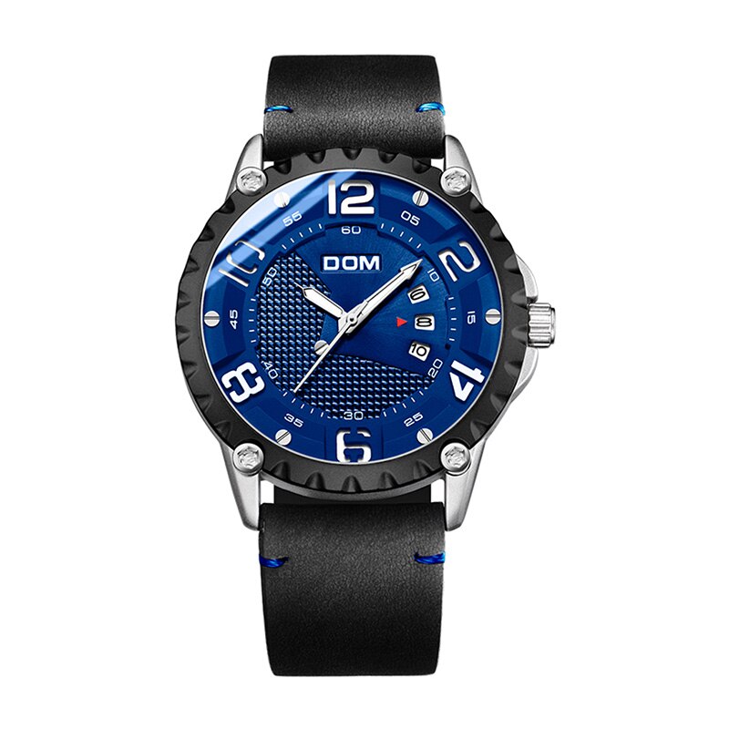 Luxury brand YSYH men's casual watch waterproof sports quartz wristwatch leather strap large dial calendar display clock men