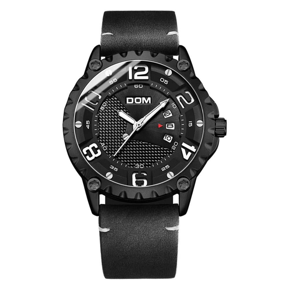Luxury brand YSYH men's casual watch waterproof sports quartz wristwatch leather strap large dial calendar display clock men