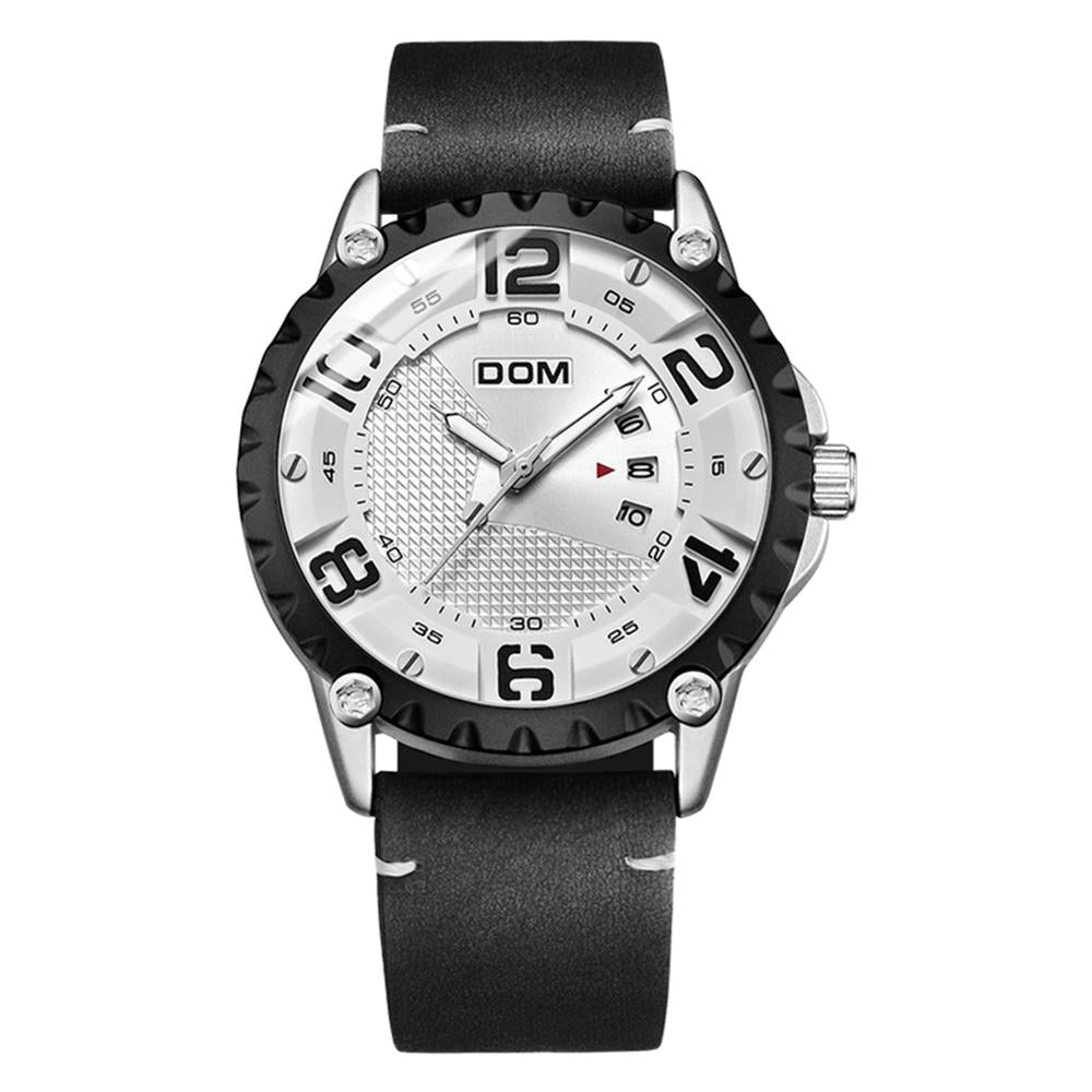 Luxury brand YSYH men's casual watch waterproof sports quartz wristwatch leather strap large dial calendar display clock men