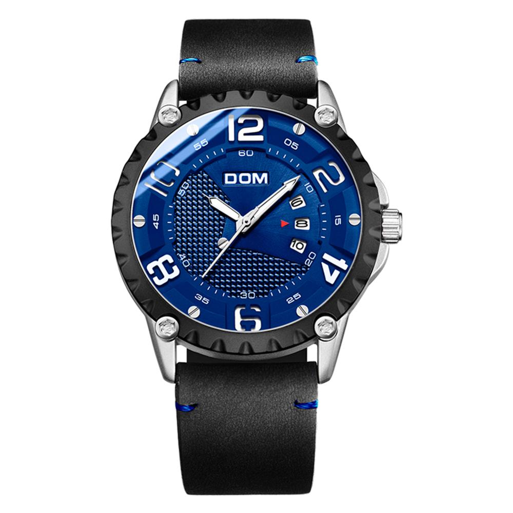 Luxury brand YSYH men's casual watch waterproof sports quartz wristwatch leather strap large dial calendar display clock men