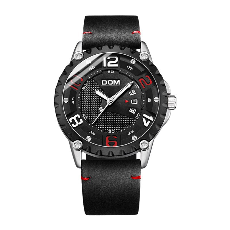 Luxury brand YSYH men's casual watch waterproof sports quartz wristwatch leather strap large dial calendar display clock men