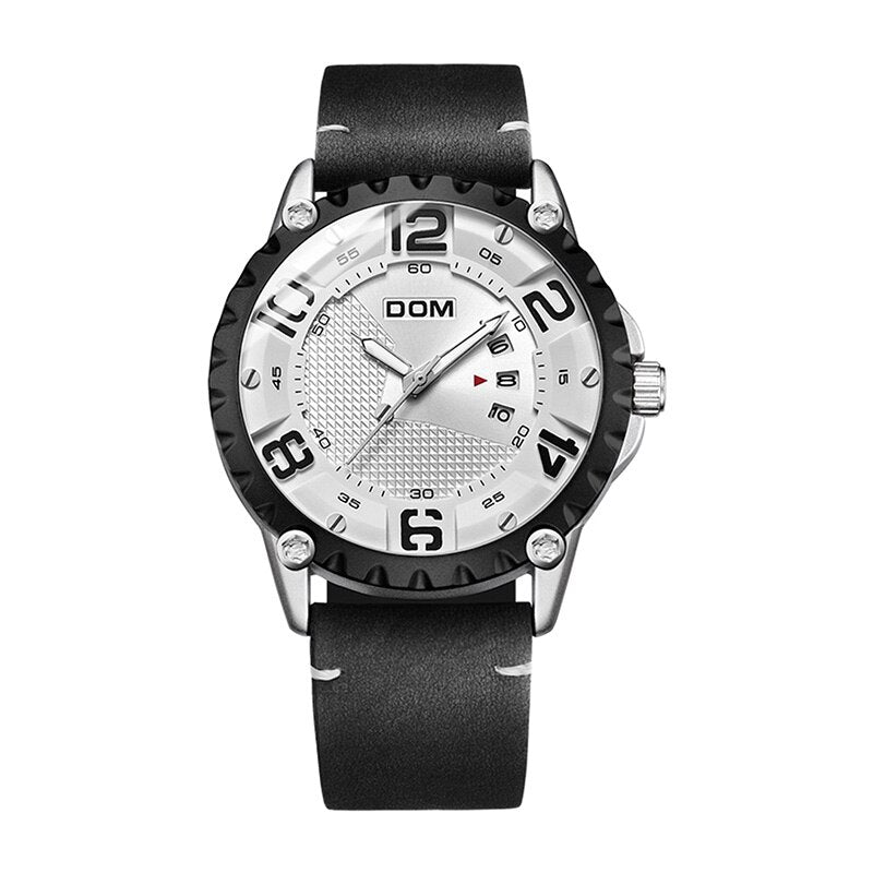 Luxury brand YSYH men's casual watch waterproof sports quartz wristwatch leather strap large dial calendar display clock men