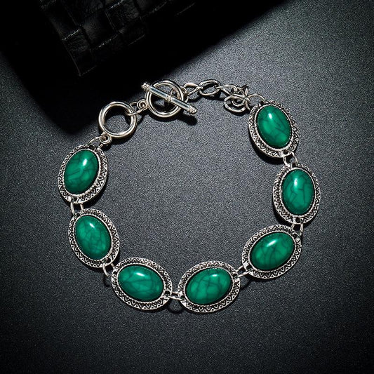 Silver Green Turquoise Charms Beads Bracelets-Bracelet-Rossny