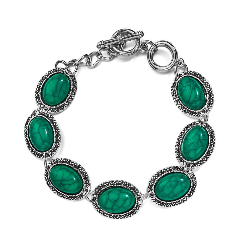 Silver Green Turquoise Charms Beads Bracelets-Bracelet-Rossny
