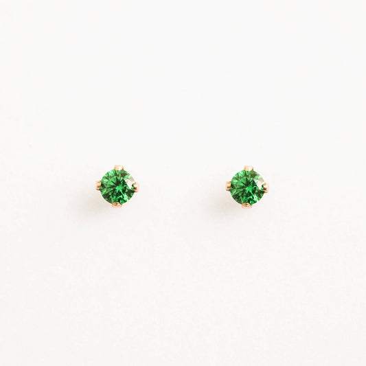 May Birthstone Stud Earrings (Emerald)