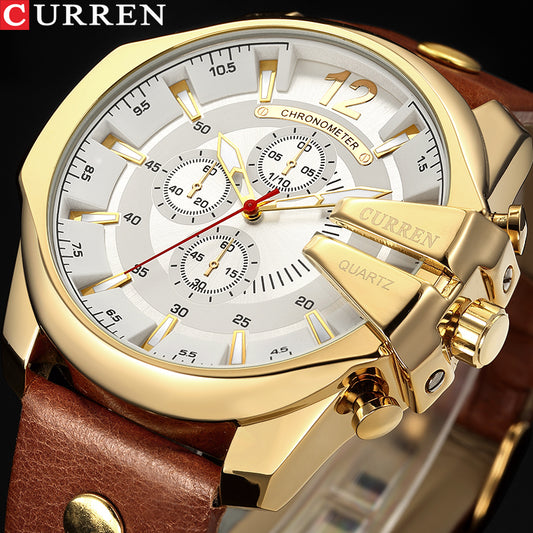 YSYH Men Luxury Brand Casual Sports Watches Modern  Quartz Wrist Watch Genuine Leather Strap Male Clock