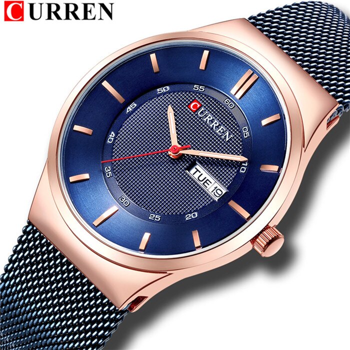 Men Simple Watch  Man Fashion Brand YSYH Casual Business Quartz Wristwatch With Week and Date Steel Mesh Relojes Hombre