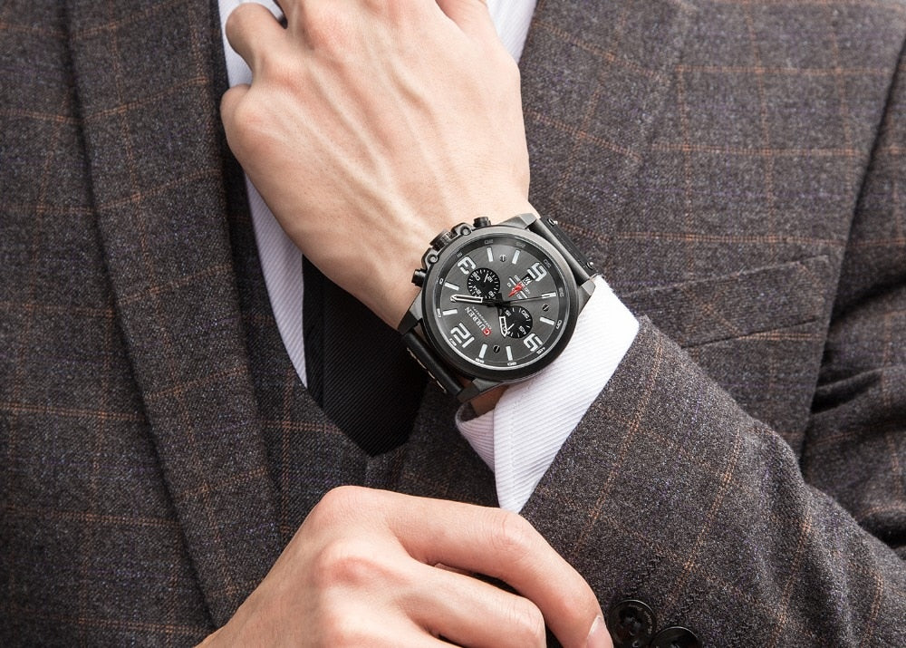 YSYH Men's Watches Casual Quartz Leather Wristwatch
