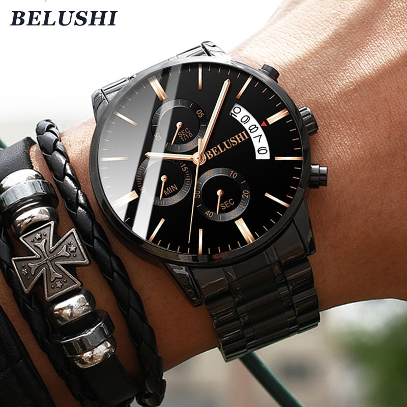Men's watch luxury brand BELUSHI high-end man business casual watches male waterproof sports quartz wristwatch relogio masculino
