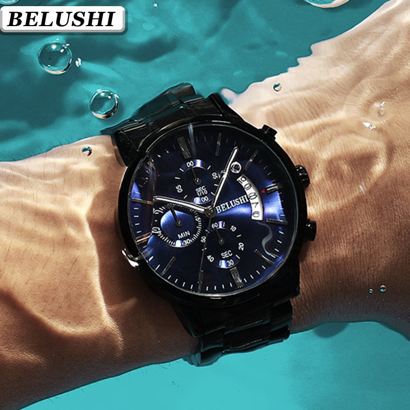 Men's watch luxury brand BELUSHI high-end man business casual watches male waterproof sports quartz wristwatch relogio masculino