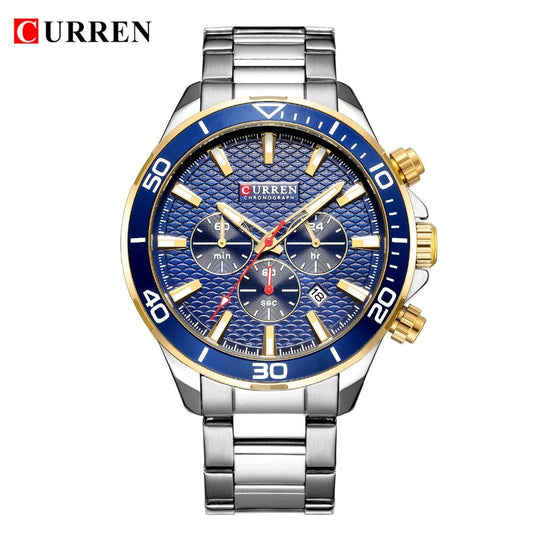 Mens Watches  Luxury  Quartz Stainless Steel Wristwatch YSYH Chronograph and Date