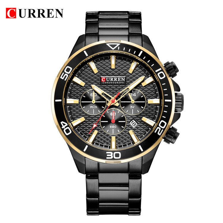 Mens Watches  Luxury  Quartz Stainless Steel Wristwatch YSYH Chronograph and Date