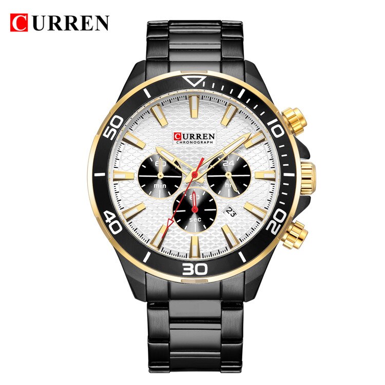Mens Watches  Luxury  Quartz Stainless Steel Wristwatch YSYH Chronograph and Date