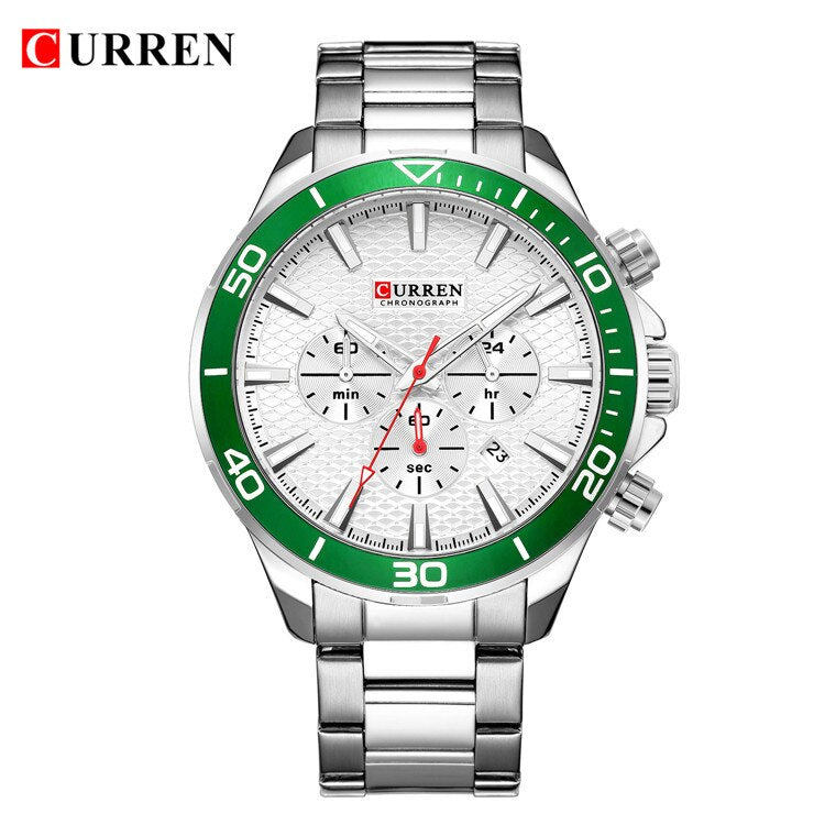 Mens Watches  Luxury  Quartz Stainless Steel Wristwatch YSYH Chronograph and Date