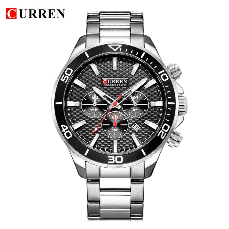 Mens Watches  Luxury  Quartz Stainless Steel Wristwatch YSYH Chronograph and Date