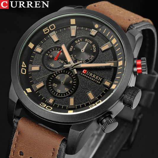 YSYH Brand Quartz Watch Men Military Leather Sports Watches