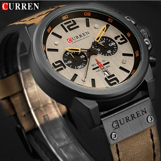 YSYH Men Watch Luxury Mens Quartz Wristwatches Male Leather Military Date Sport Watches