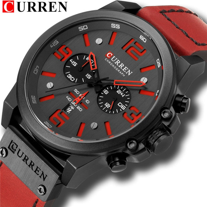 YSYH Men Watch Luxury Mens Quartz Wristwatches Male Leather Military Date Sport Watches