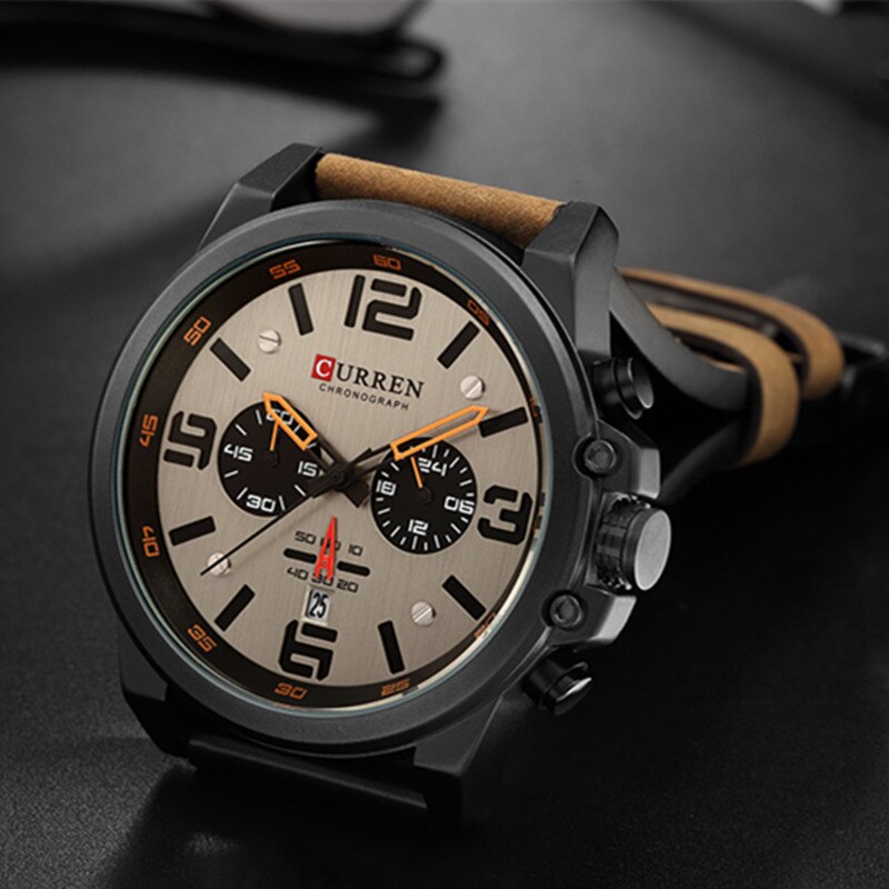 YSYH Men Watch Luxury Mens Quartz Wristwatches Male Leather Military Date Sport Watches