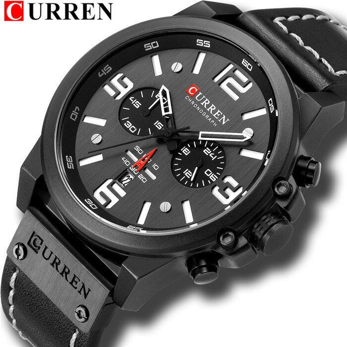 YSYH Men Watch Luxury Mens Quartz Wristwatches Male Leather Military Date Sport Watches