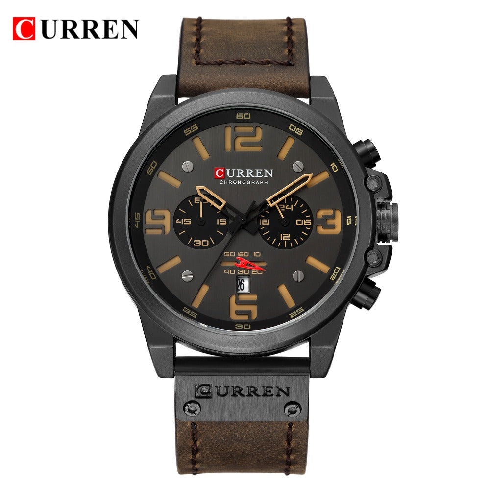 YSYH Men Watch Luxury Mens Quartz Wristwatches Male Leather Military Date Sport Watches