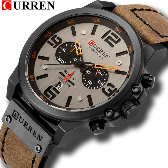YSYH Men Watch Luxury Mens Quartz Wristwatches Male Leather Military Date Sport Watches