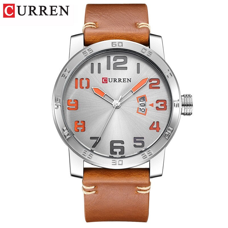YSYH Leather Strap Quartz-Watches Sport Men's Wristwatch Calendar Casual Male Clock