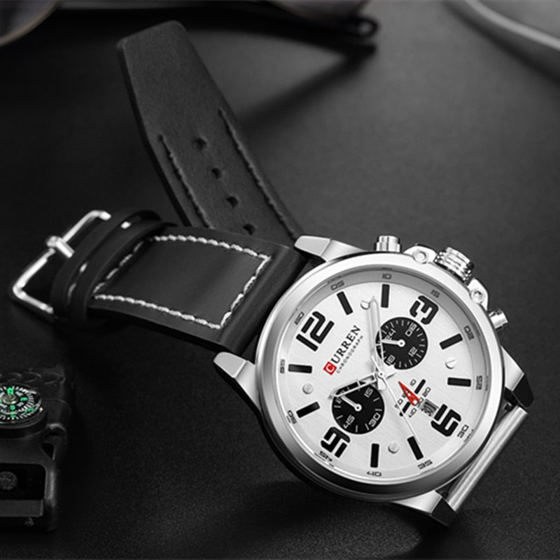 YSYH  Luxury Quartz Mens Wristwatches Leather Military Date Male Clock