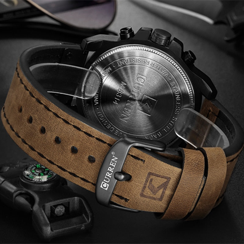 YSYH  Luxury Quartz Mens Wristwatches Leather Military Date Male Clock