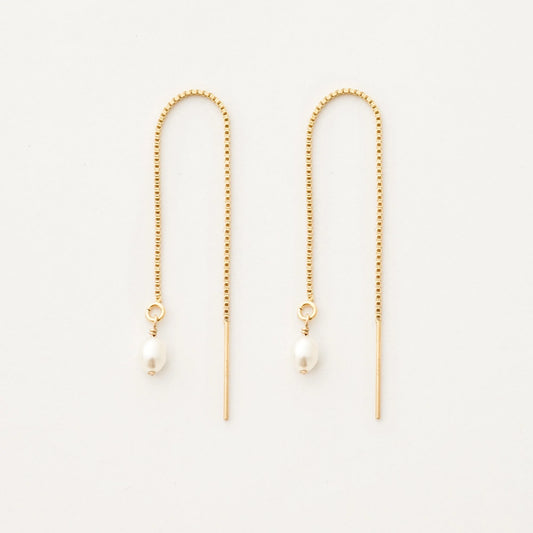Pearl Drop Threader Earrings