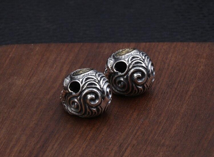 Real 925 Silver Skull Pendant 925 Sterling Skeleton Bead Pendant PUNK Jewelry Hiphop Pendant-Necklace Pendant-Rossny