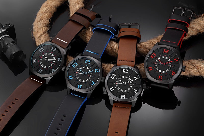 YSYH Luxury Brand Sports Wristwatch Display Date Men's Quartz Watch Leather Strap Waterproof Male Clock