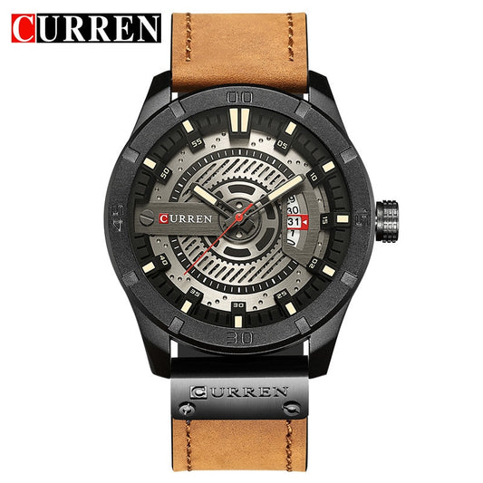 YSYH Men's Sports Quartz-Watches Calendar Leather Strap Waterproof Wristwatch Male Clock Montre Homme