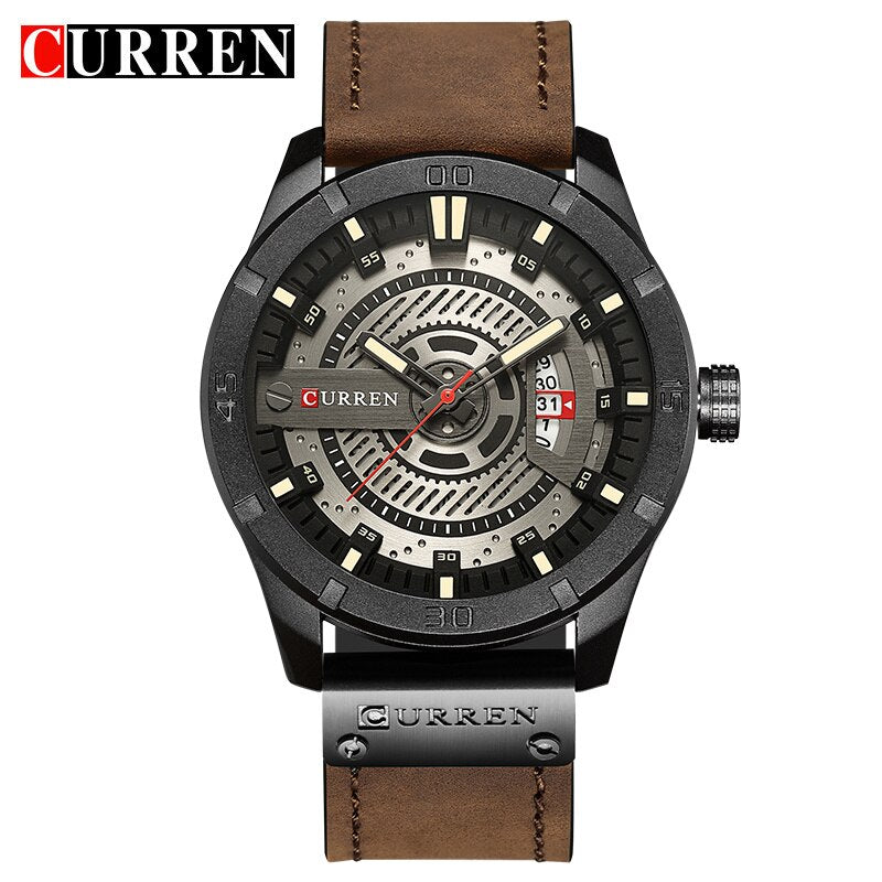 YSYH Men's Sports Quartz-Watches Calendar Leather Strap Waterproof Wristwatch Male Clock Montre Homme
