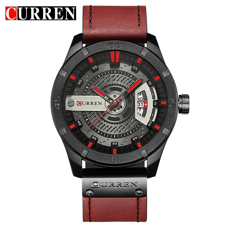 YSYH Men's Sports Quartz-Watches Calendar Leather Strap Waterproof Wristwatch Male Clock Montre Homme