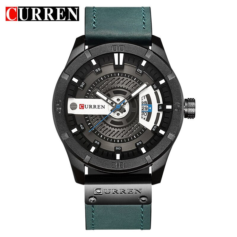 YSYH Men's Sports Quartz-Watches Calendar Leather Strap Waterproof Wristwatch Male Clock Montre Homme