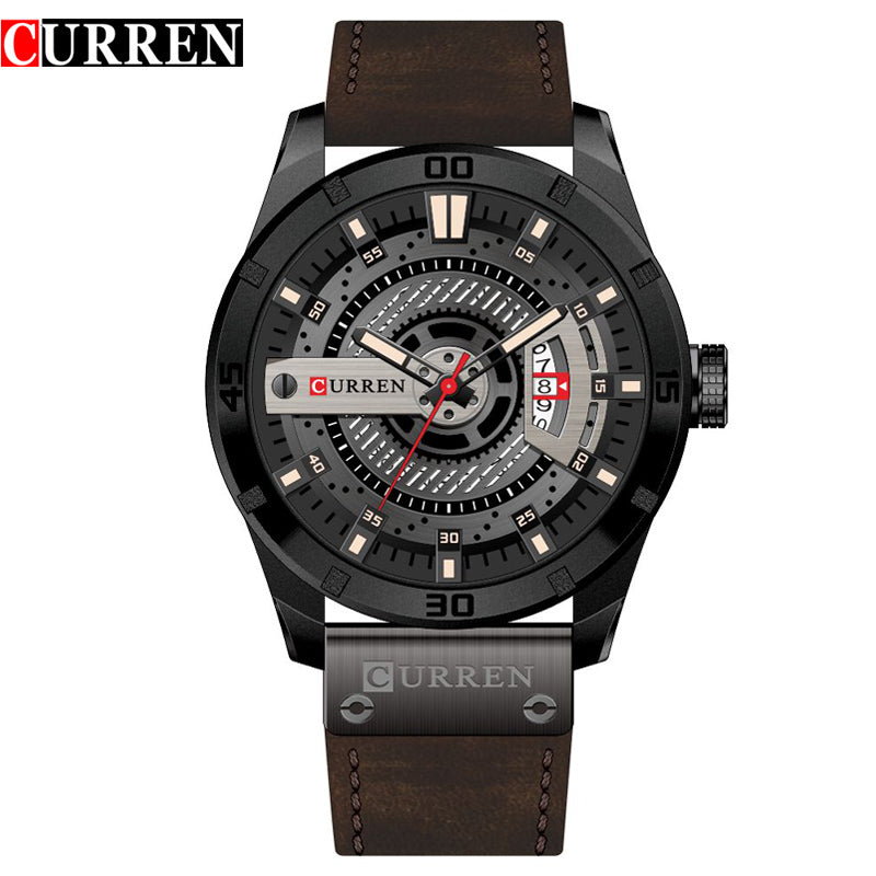 YSYH Men's Sports Quartz-Watches Calendar Leather Strap Waterproof Wristwatch Male Clock Montre Homme