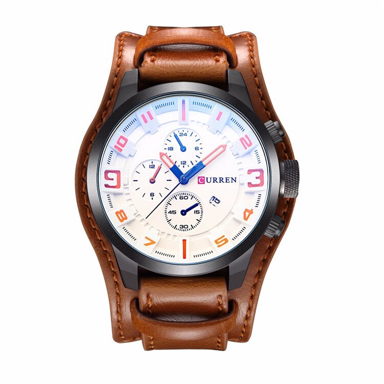 YSYH Watch Men Military Quartz Watch Luxury Leather Sports Wristwatch