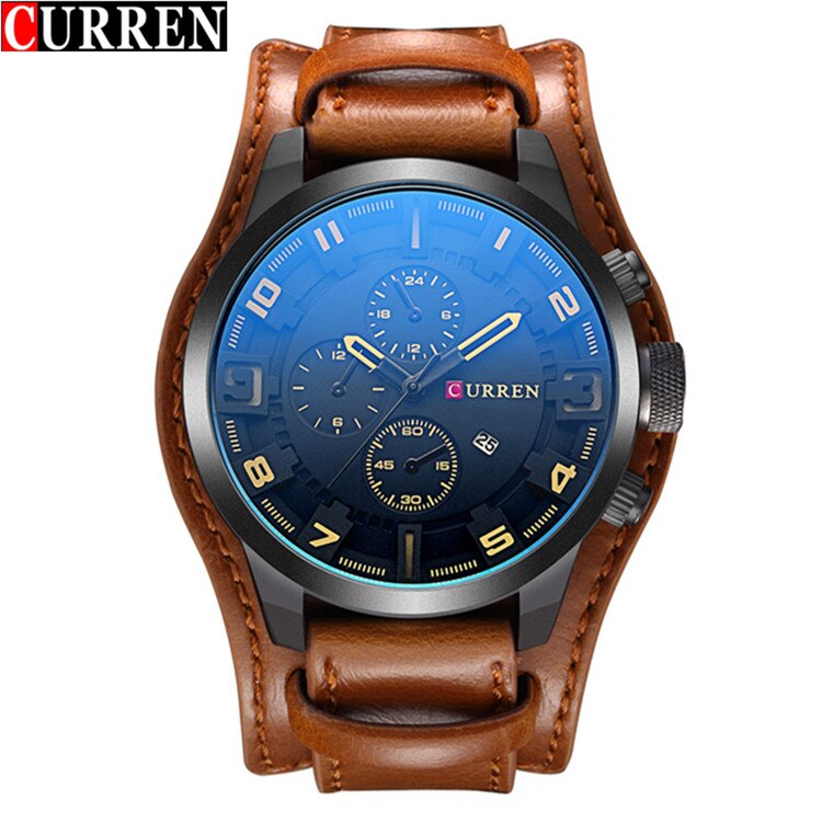 YSYH Watch Men Military Quartz Watch Luxury Leather Sports Wristwatch