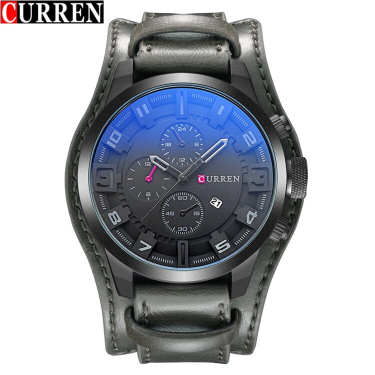 YSYH Watch Men Military Quartz Watch Luxury Leather Sports Wristwatch